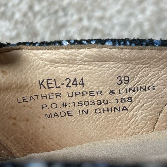 Allegria Keli Pro Crackle Pop Leather Mule Clogs 39/ 9 Blue Silver Comfort Shoes - Picture 11 of 11